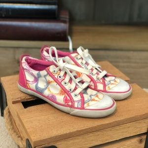 Pink Graffiti Coach Poppy Barrett Sneakers, Sz. 5